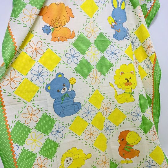 Vtg Gingham Baby Quilt That's Our Baby Curtains Valances Patchwork Baby Animals - Picture 3 of 5